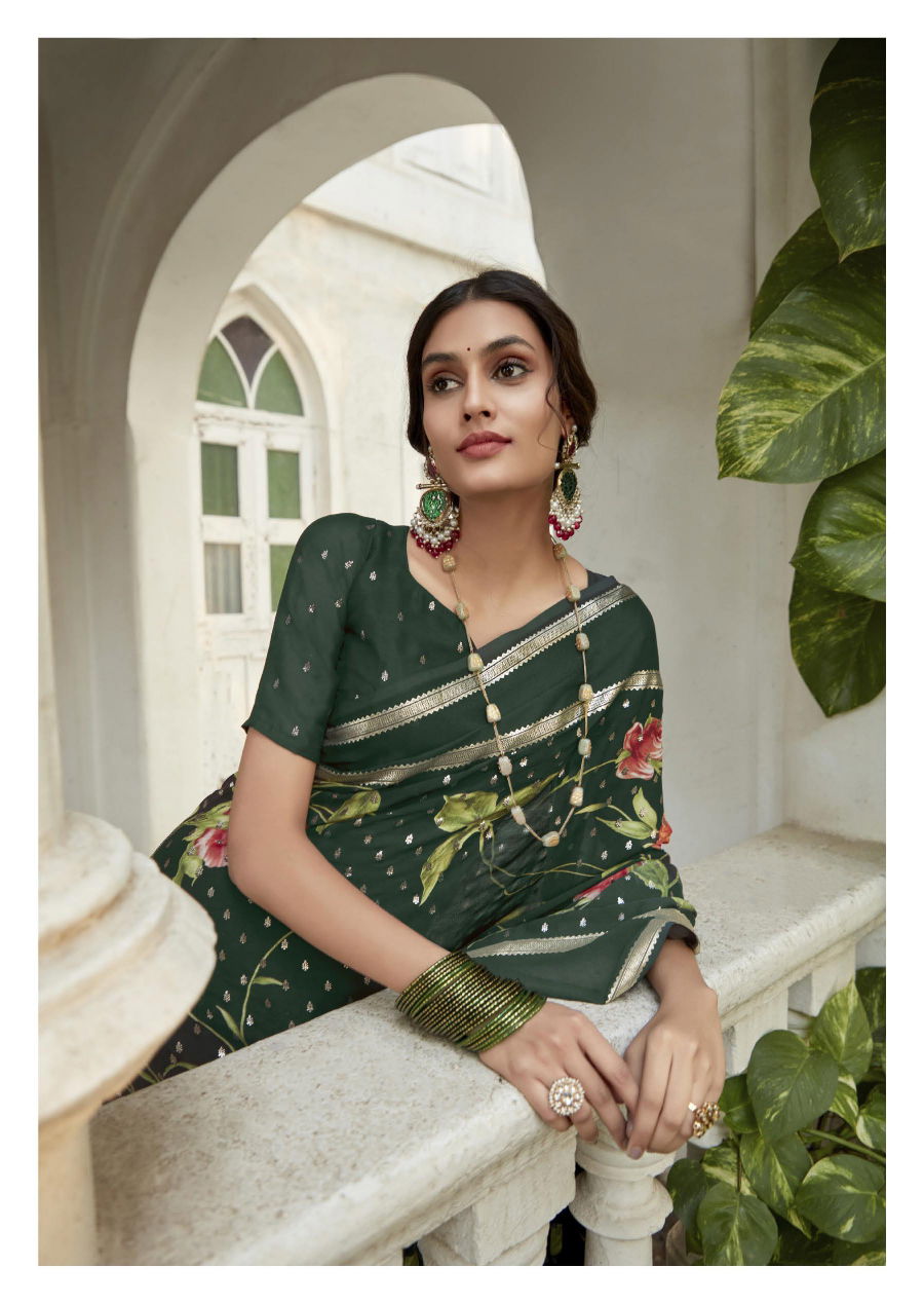 Ajnabee Vol 2 By Kashvi Dull Moss Foil Printed Sarees Wholesale Market In Surat